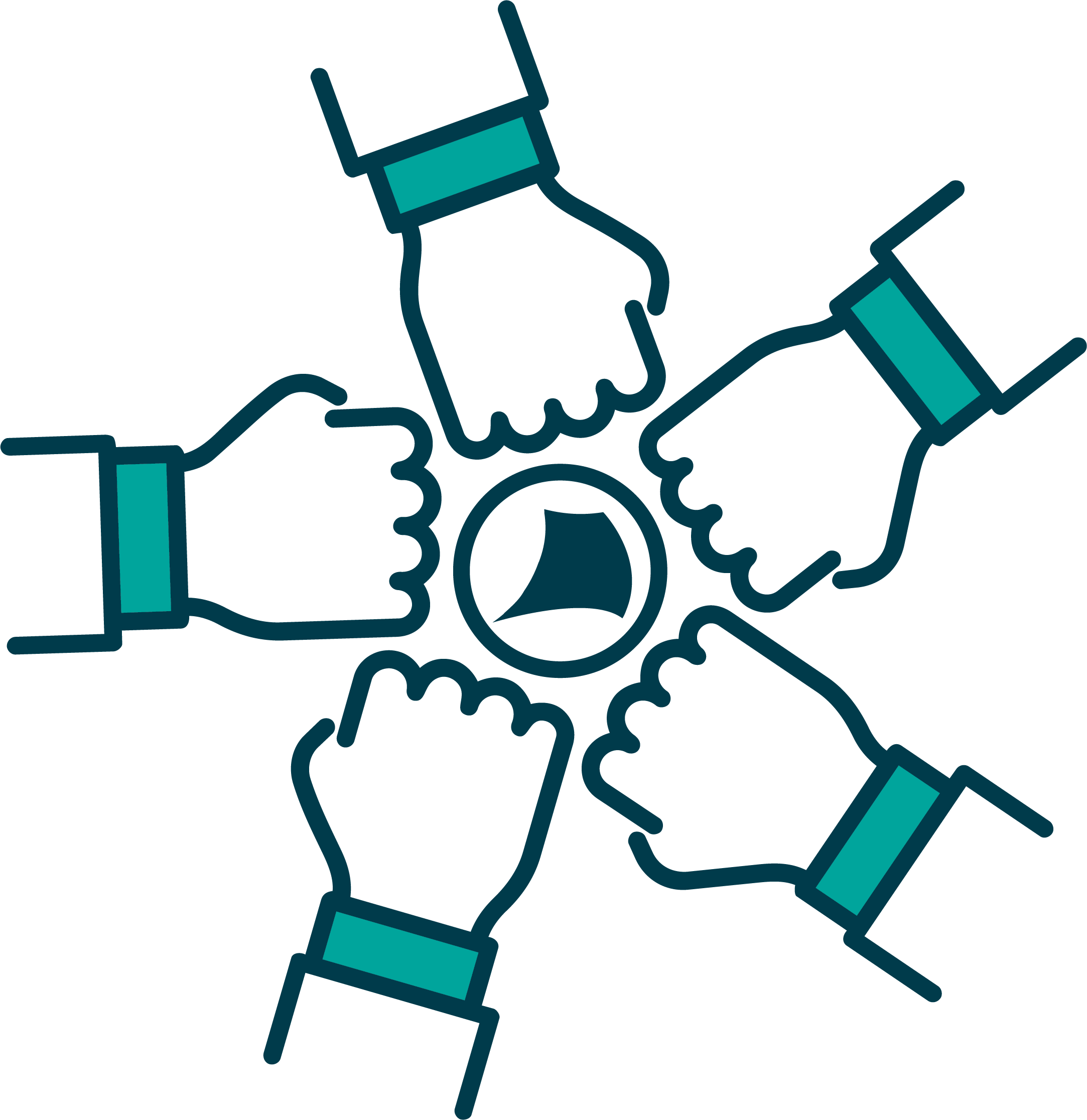 Illustration of hands joining around the Topsail mark.