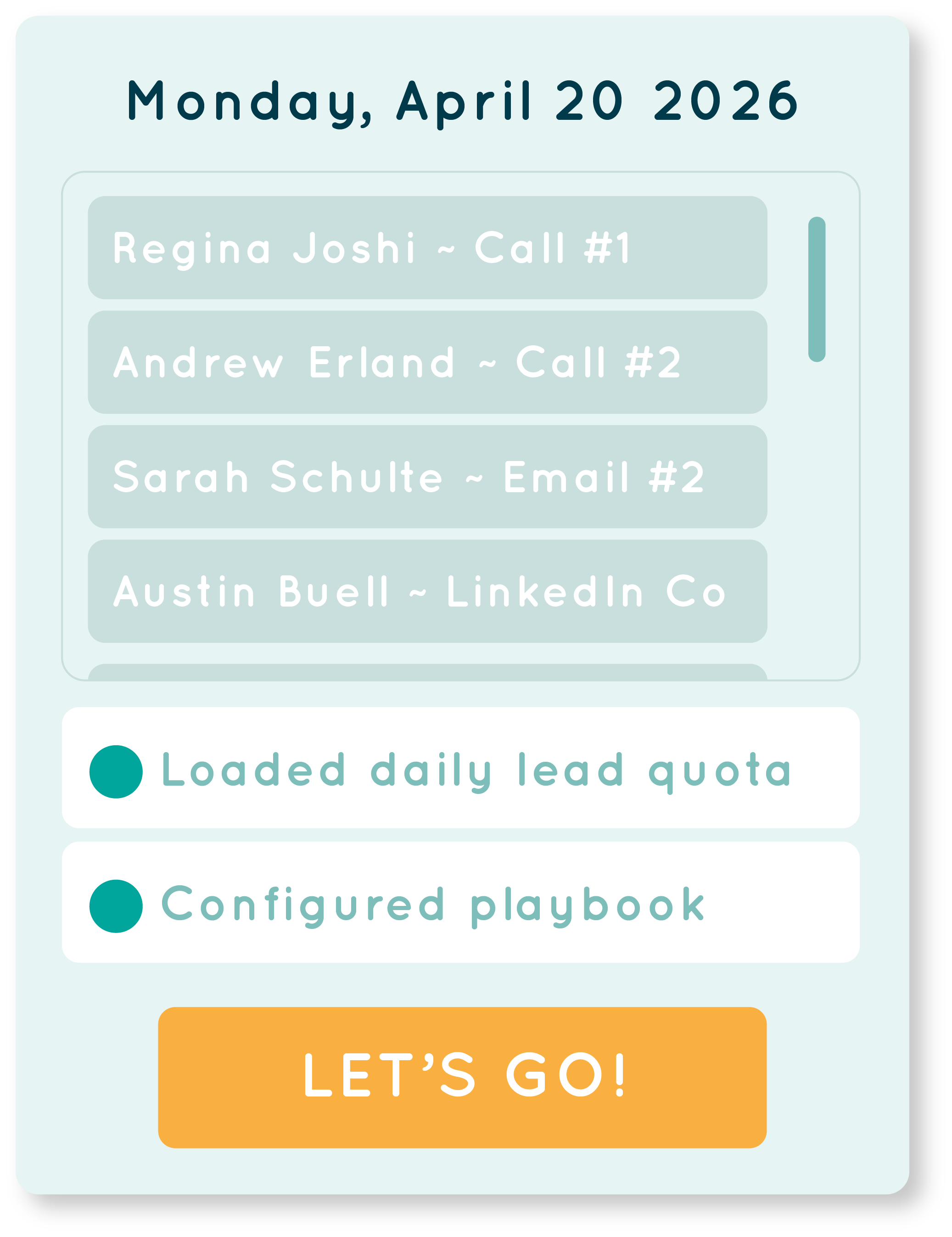 Topsail mobile rep workflow with queued outreach tasks.
